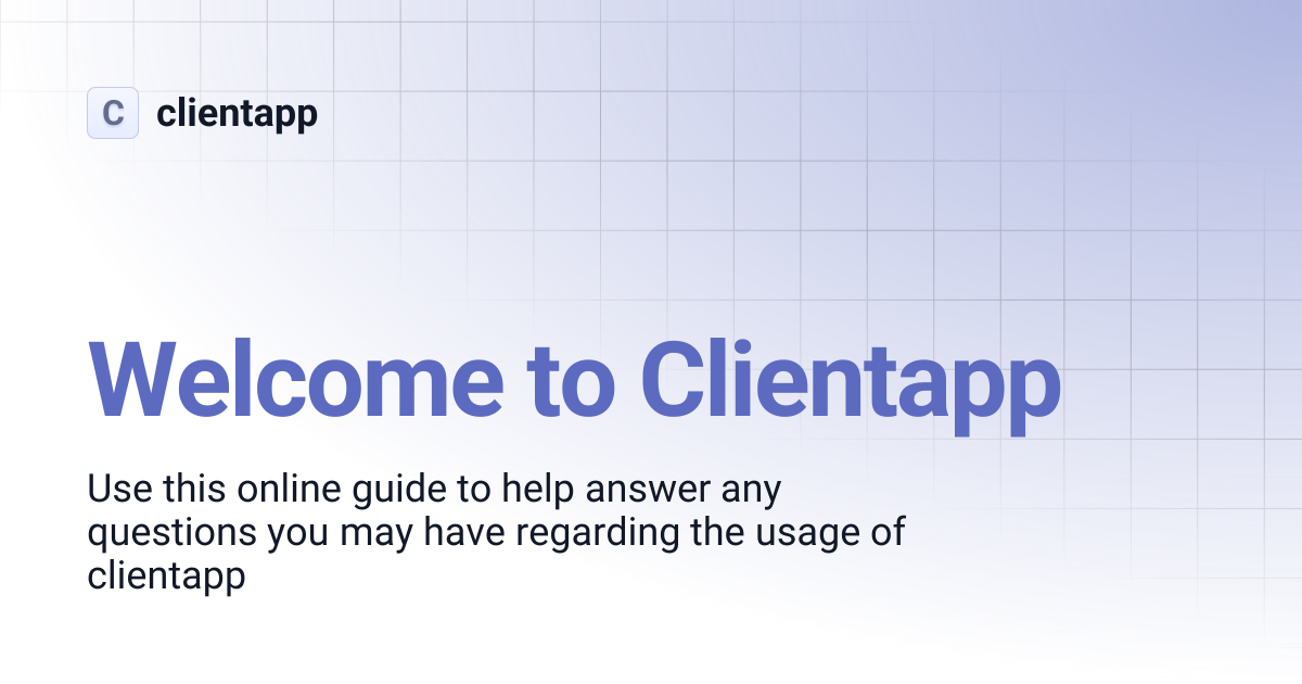 Welcome to Clientapp | clientapp